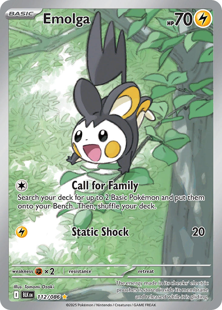 Emolga⁣ - Black Bolt⁣ (Illustration Rare)⁣ [112] English / Near Mint / Normal