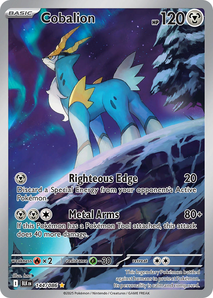 Cobalion⁣ - Black Bolt⁣ (Illustration Rare)⁣ [144] English / Near Mint / Normal