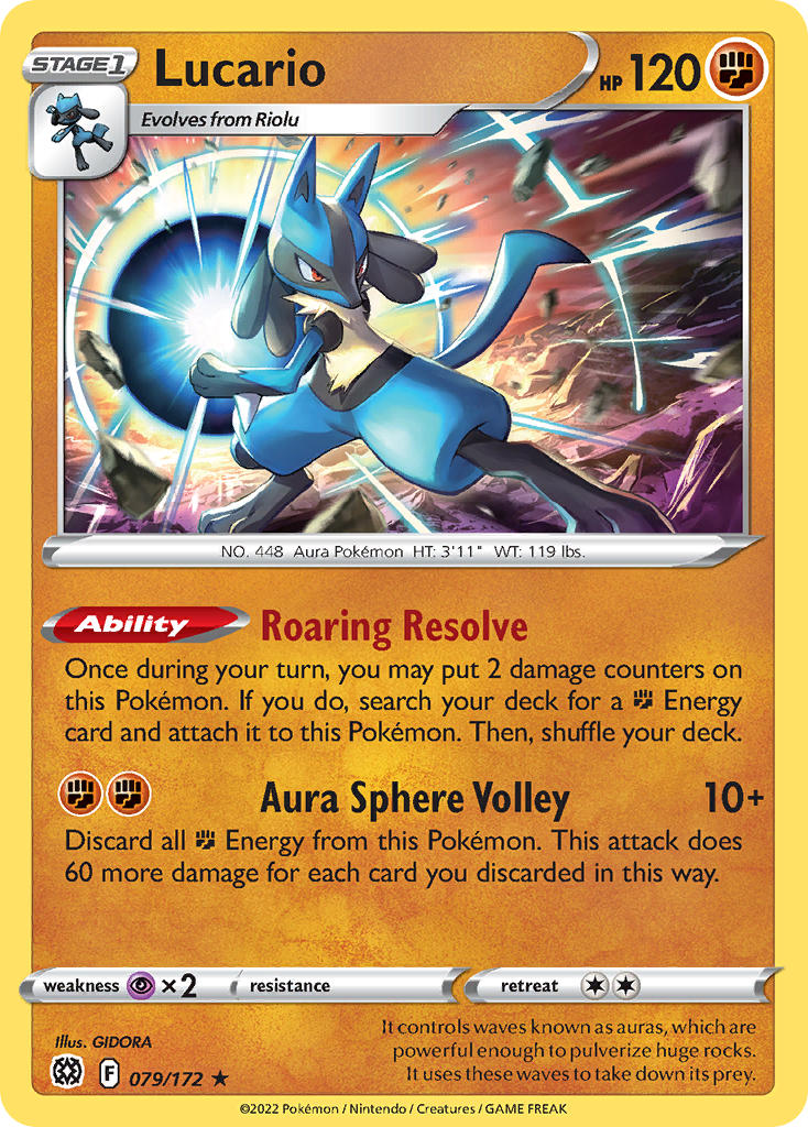 Lucario Brilliant Stars Holo Rare BRS-079 Kortspil