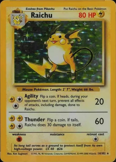 Raichu⁣ - Base Set⁣ (Holo Rare)⁣ [14] English / Poor / Normal