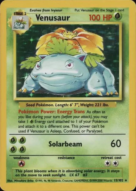 Venusaur⁣ - Base Set⁣ (Holo Rare)⁣ [15] English / Played / Normal