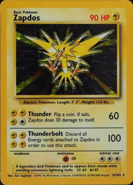 Zapdos⁣ - Base Set⁣ (Holo Rare)⁣ [16] English / Poor / Normal