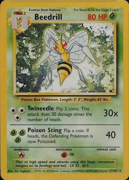 Beedrill⁣ - Base Set⁣ (Rare)⁣ [17] English / Light Played / Normal