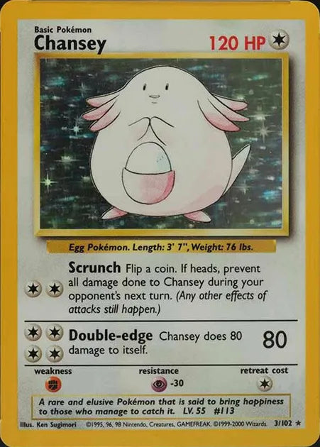 Chansey - Base Set (Holo Rare) [3] Kortspil