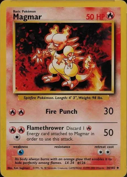 Magmar⁣ - Base Set⁣ (Uncommon)⁣ [36] English / Light Played / Normal