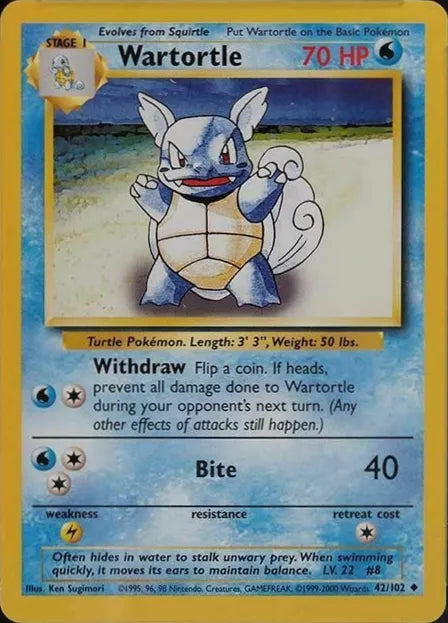 Wartortle⁣ - Base Set⁣ (Uncommon)⁣ [42] English / Near Mint / Normal