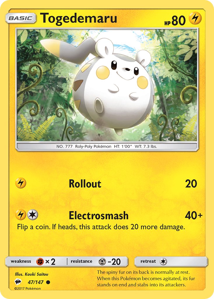 Togedemaru - Burning Shadows (Common) [BUS-47] English / Near Mint / Normal