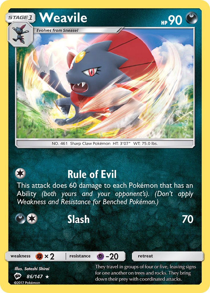 Weavile - Burning Shadows (Rare) [BUS-86] English / Near Mint / Normal