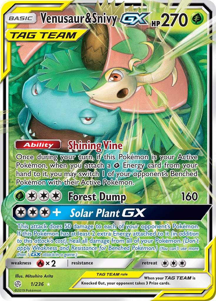 Venusaur Snivy GX Cosmic Eclipse Ultra Rare CEC-1 Kortspil