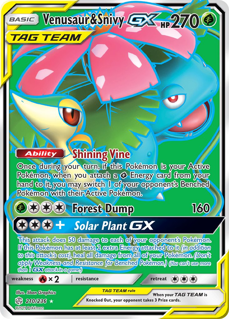 Venusaur & Snivy GX - Cosmic Eclipse (Ultra Rare) [CEC-210] English / Near Mint / Normal