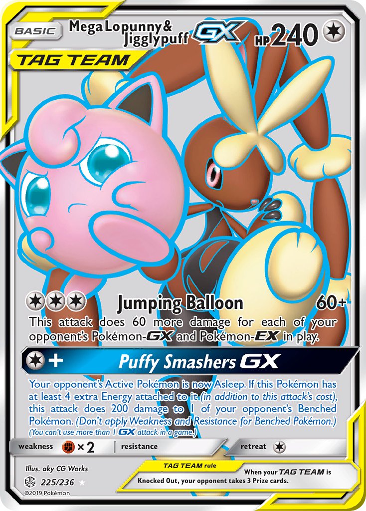 Mega Lopunny & Jigglypuff GX - Cosmic Eclipse (Ultra Rare) [CEC-225] English / Near Mint / Normal
