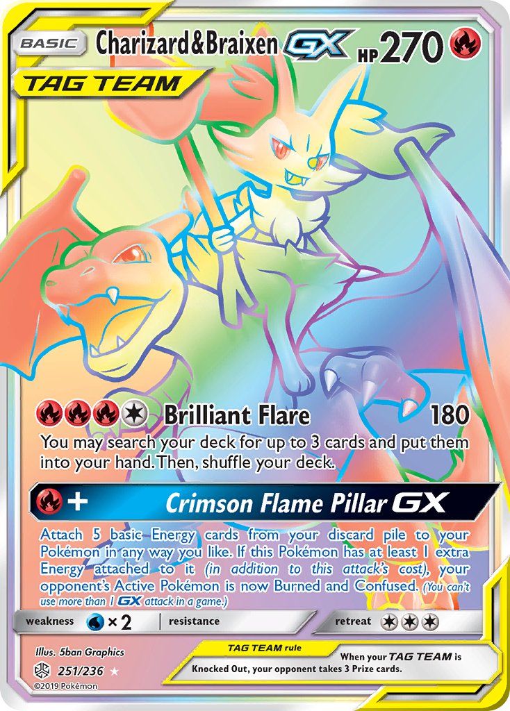 Charizard & Braixen GX - Cosmic Eclipse (Secret Rare) [CEC-251] English / Near Mint / Normal