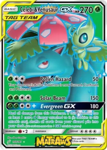 Celebi & Venusaur GX - Full Art - 159/181 Enkeltkort Team Up 