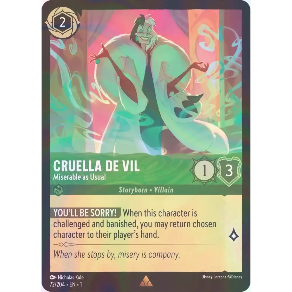 Cruella De Vil - Miserable As Usual - Foil (Rare) - 72/204