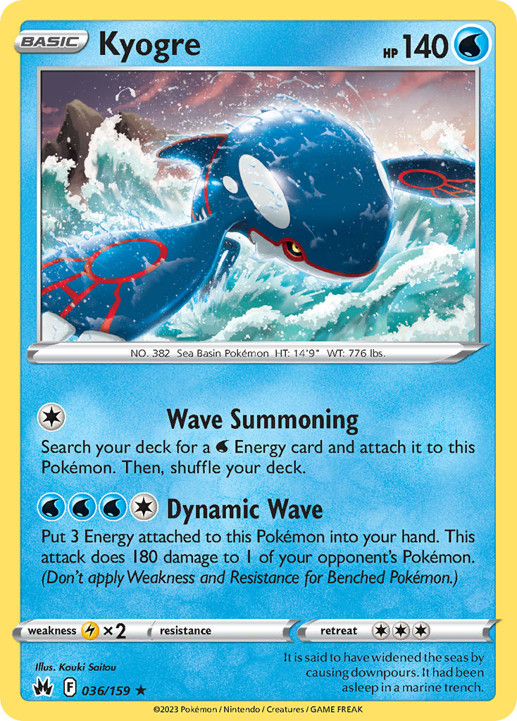 Kyogre - Crown Zenith (Holo Rare) [CRZ-036] English / Near Mint / Normal