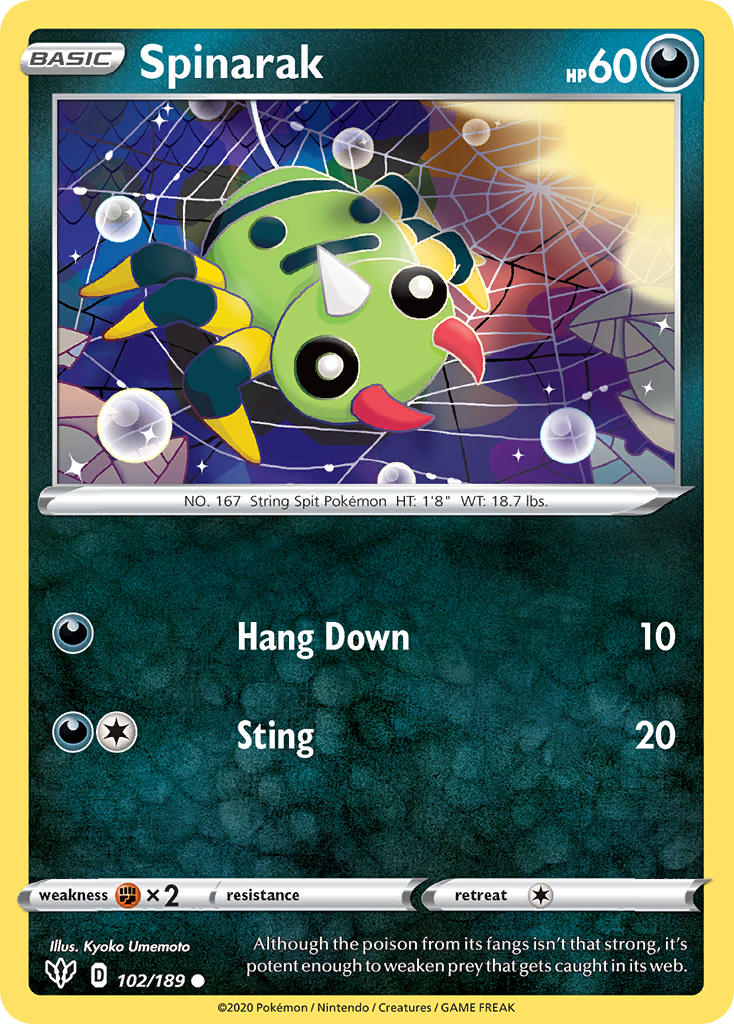 Spinarak⁣ - Darkness Ablaze⁣ (Common)⁣ [102] English / Near Mint / Reverse-Holo Normal