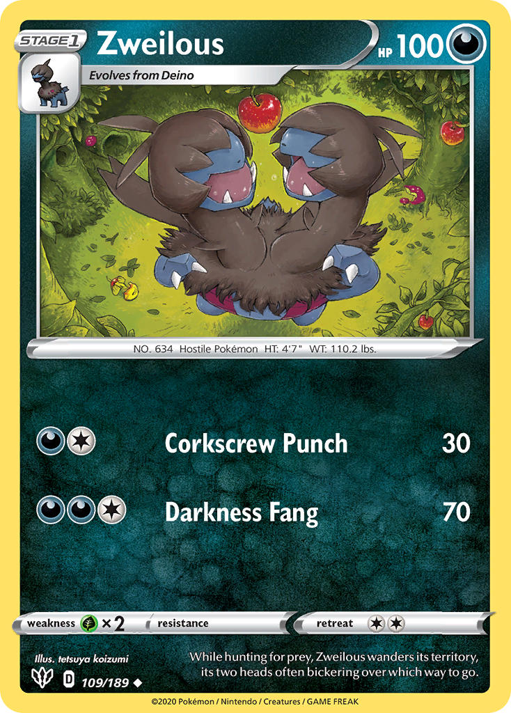 Zweilous⁣ - Darkness Ablaze⁣ (Uncommon)⁣ [109] English / Near Mint / Reverse-Holo Normal