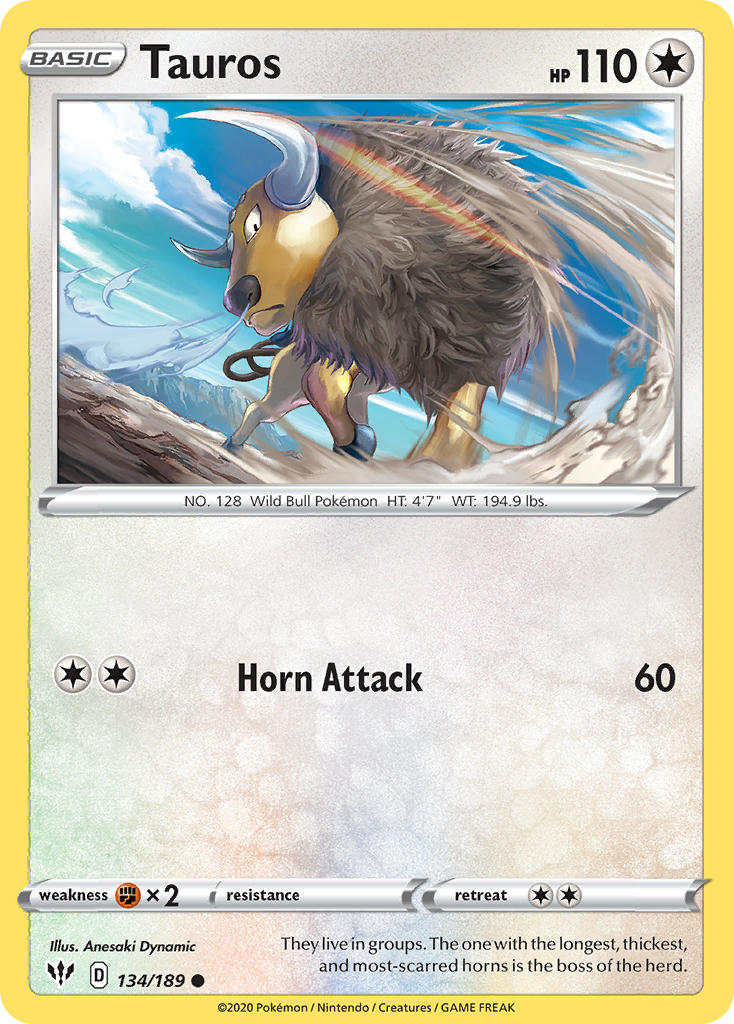 Tauros⁣ - Darkness Ablaze⁣ (Common)⁣ [134] English / Near Mint / Reverse-Holo Normal