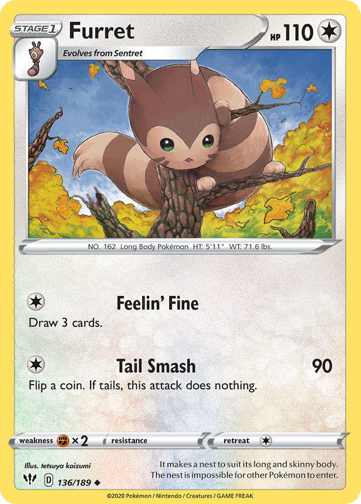 Furret⁣ - Darkness Ablaze⁣ (Uncommon)⁣ [136] English / Near Mint / Normal