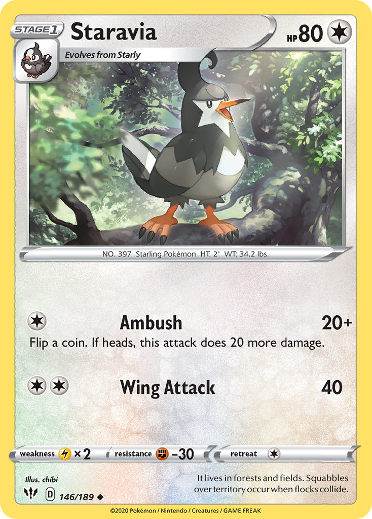 Staravia⁣ - Darkness Ablaze⁣ (Uncommon)⁣ [146] English / Near Mint / Reverse-Holo Normal