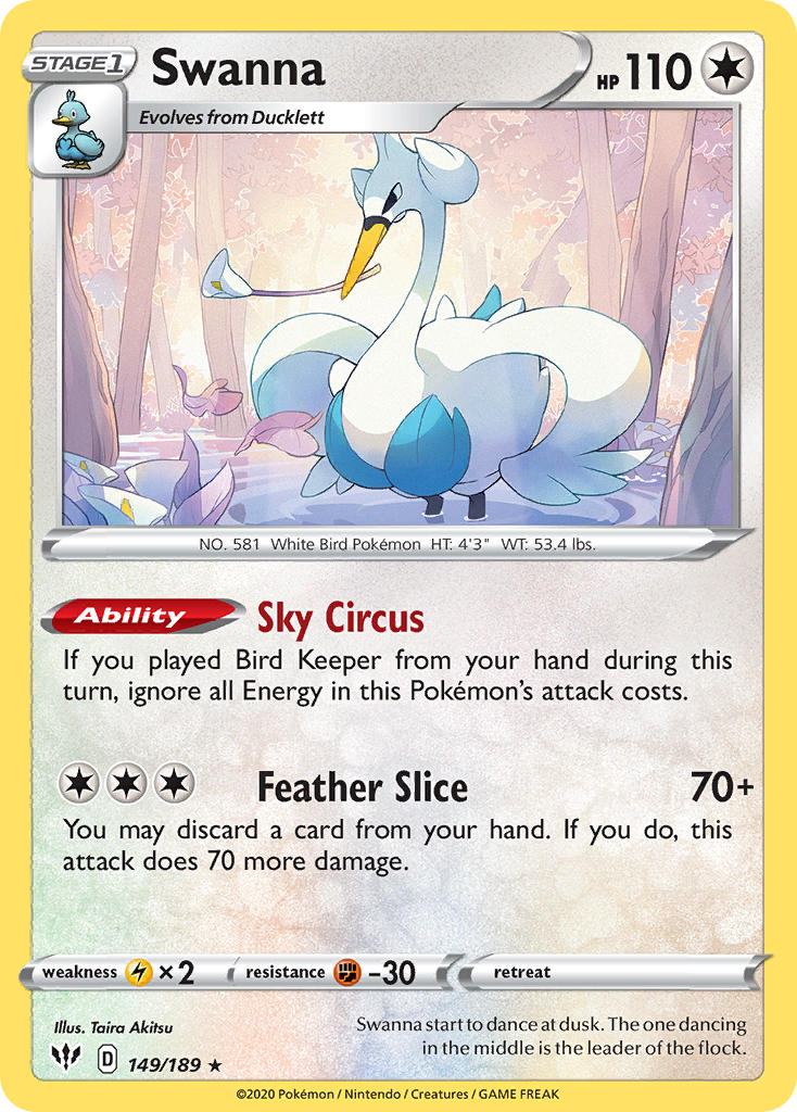 Swanna⁣ - Darkness Ablaze⁣ (Rare)⁣ [149] English / Near Mint / Reverse-Holo Normal