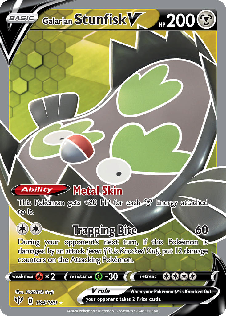 Galarian Stunfisk V⁣ - Darkness Ablaze⁣ (Ultra Rare)⁣ [184] English / Near Mint / Normal