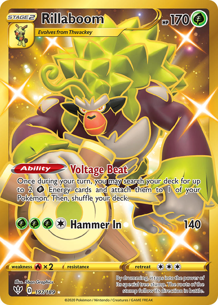 Rillaboom⁣ - Darkness Ablaze⁣ (Secret Rare)⁣ [197] English / Light Played / Normal