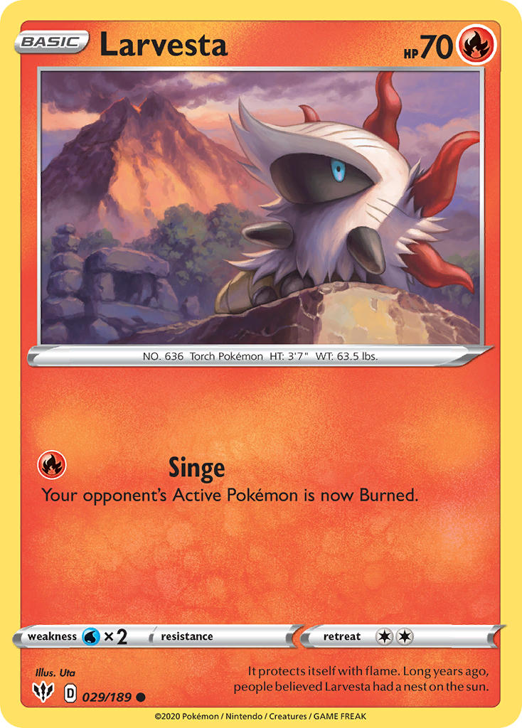 Larvesta⁣ - Darkness Ablaze⁣ (Common)⁣ [29] English / Near Mint / Reverse-Holo Normal