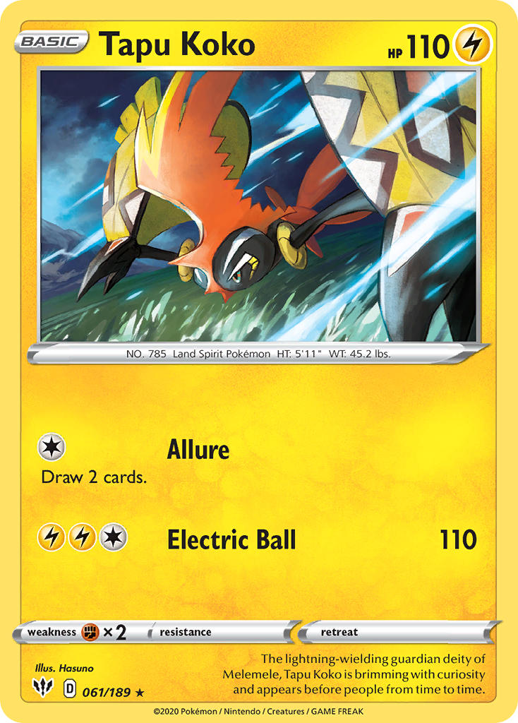 Tapu Koko⁣ - Darkness Ablaze⁣ (Holo Rare)⁣ [61] English / Near Mint / Normal