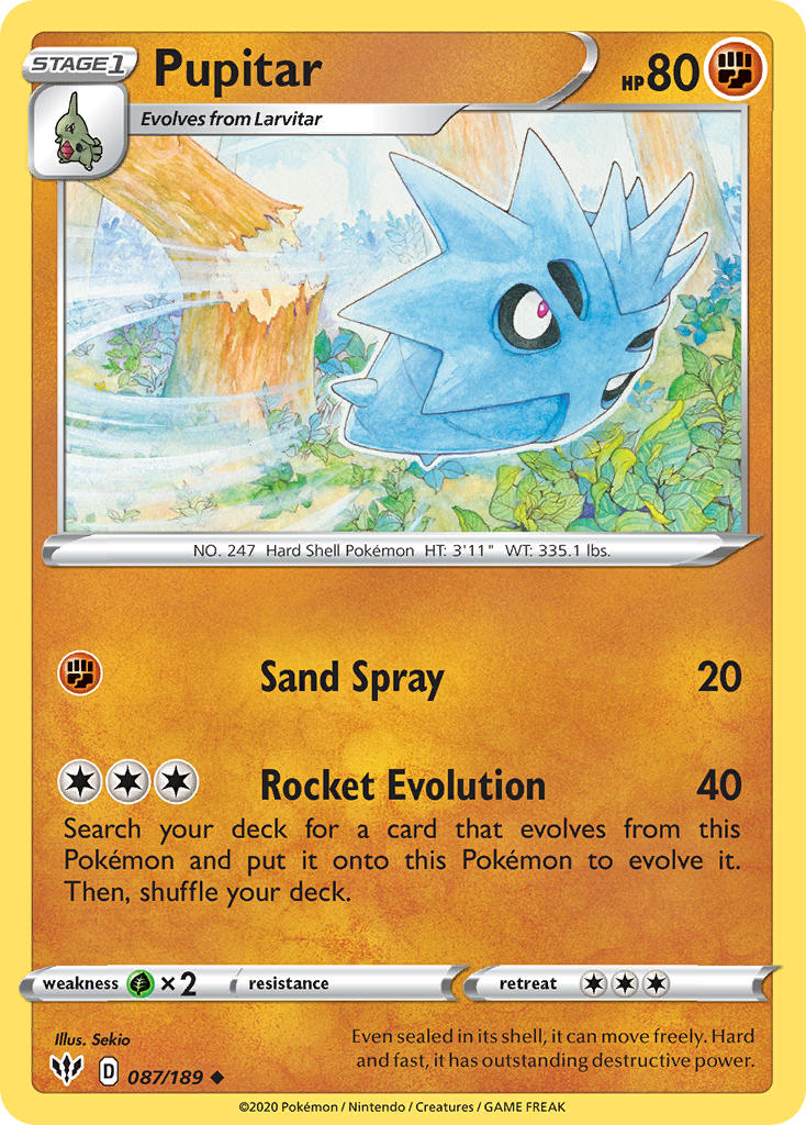 Pupitar⁣ - Darkness Ablaze⁣ (Uncommon)⁣ [87] English / Excellent / Reverse-Holo Normal