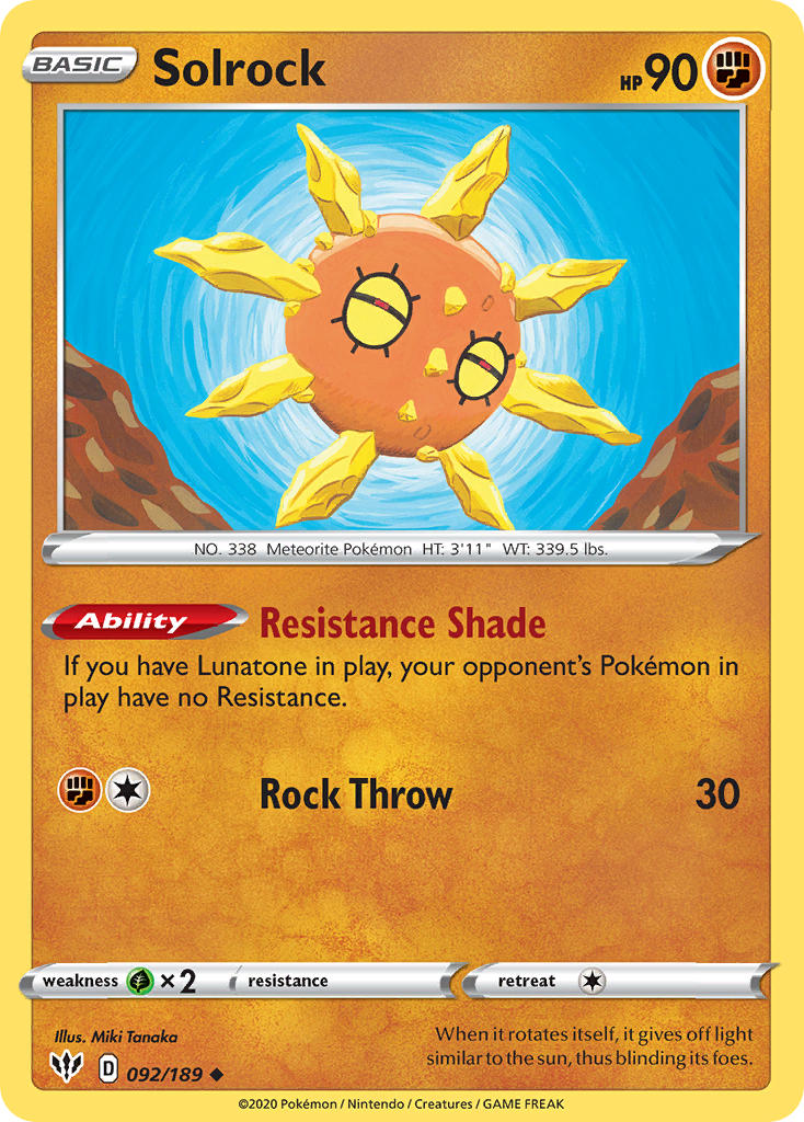 Solrock⁣ - Darkness Ablaze⁣ (Uncommon)⁣ [92] English / Near Mint / Normal