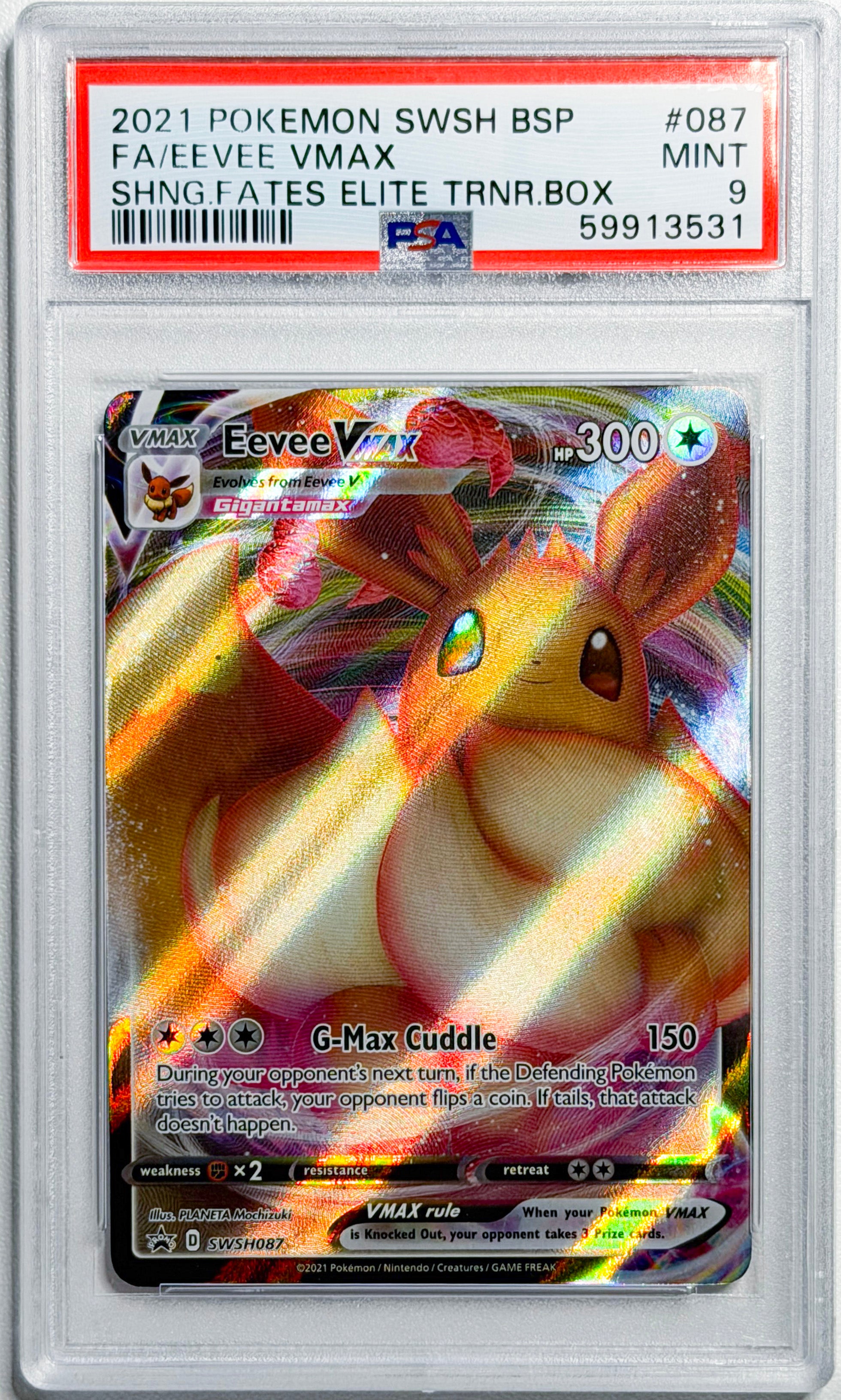 Eevee VMAX #087 SWSH Black Star Promos PSA 9 - forside