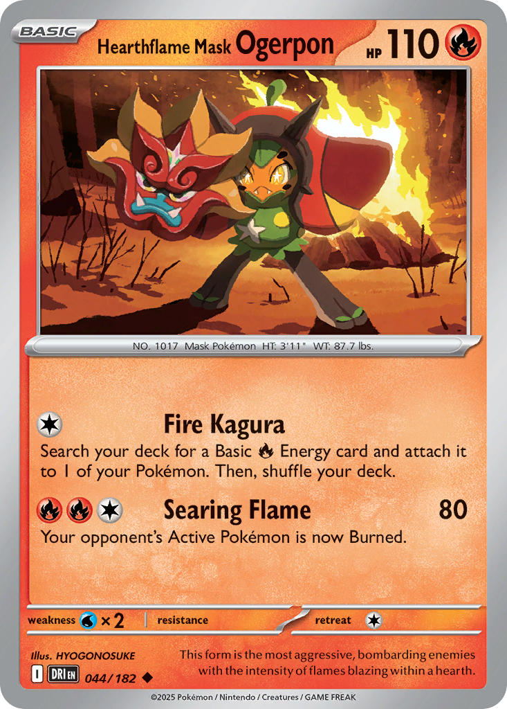 Hearthflame Mask Ogerpon⁣ - Destined Rivals⁣ (Uncommon)⁣ [044] English / Near Mint / Normal