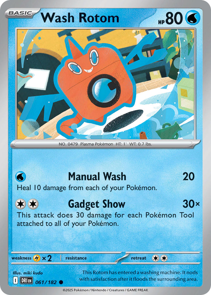 Wash Rotom⁣ - Destined Rivals⁣ (Common)⁣ [061] English / Near Mint / Reverse-Holo Normal