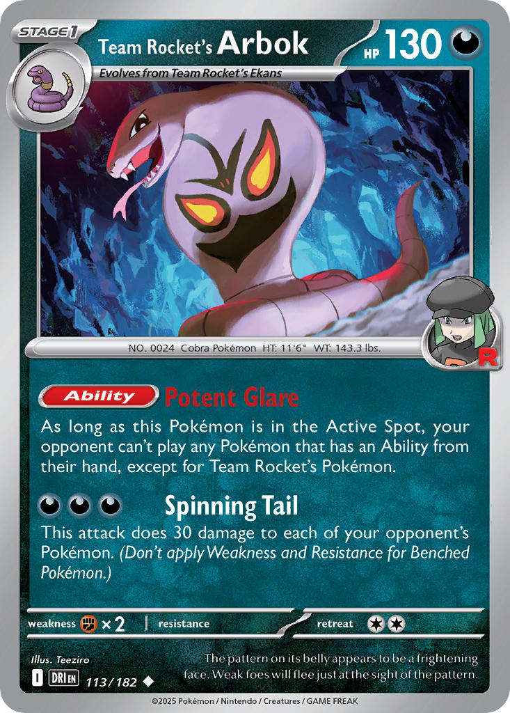 Team Rocket's Arbok⁣ - Destined Rivals⁣ (Uncommon)⁣ [113] English / Near Mint / Normal