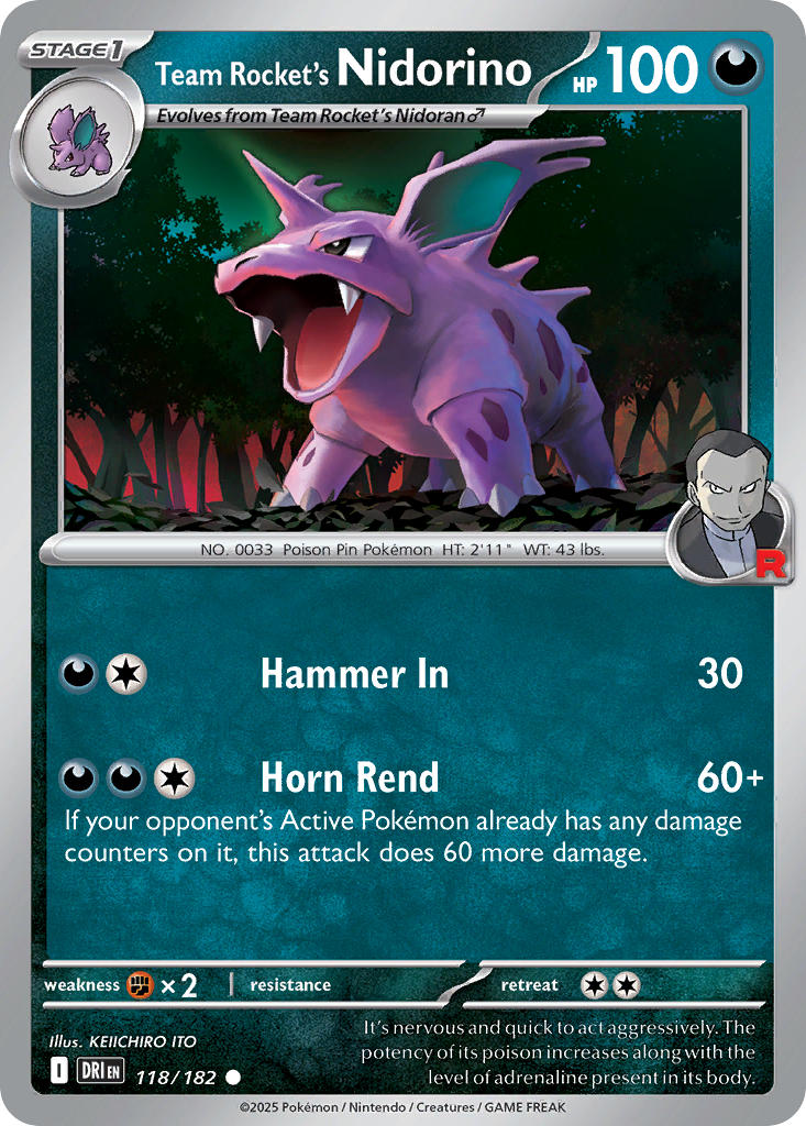 Team Rocket's Nidorino⁣ - Destined Rivals⁣ (Common)⁣ [118] English / Near Mint / Normal