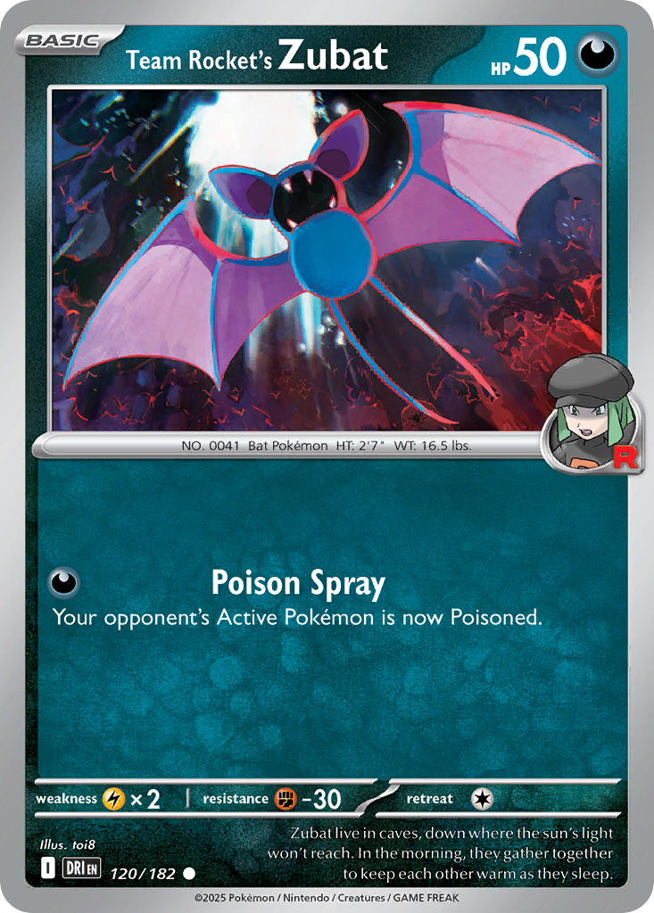 Team Rocket's Zubat⁣ - Destined Rivals⁣ (Common)⁣ [120] English / Near Mint / Normal