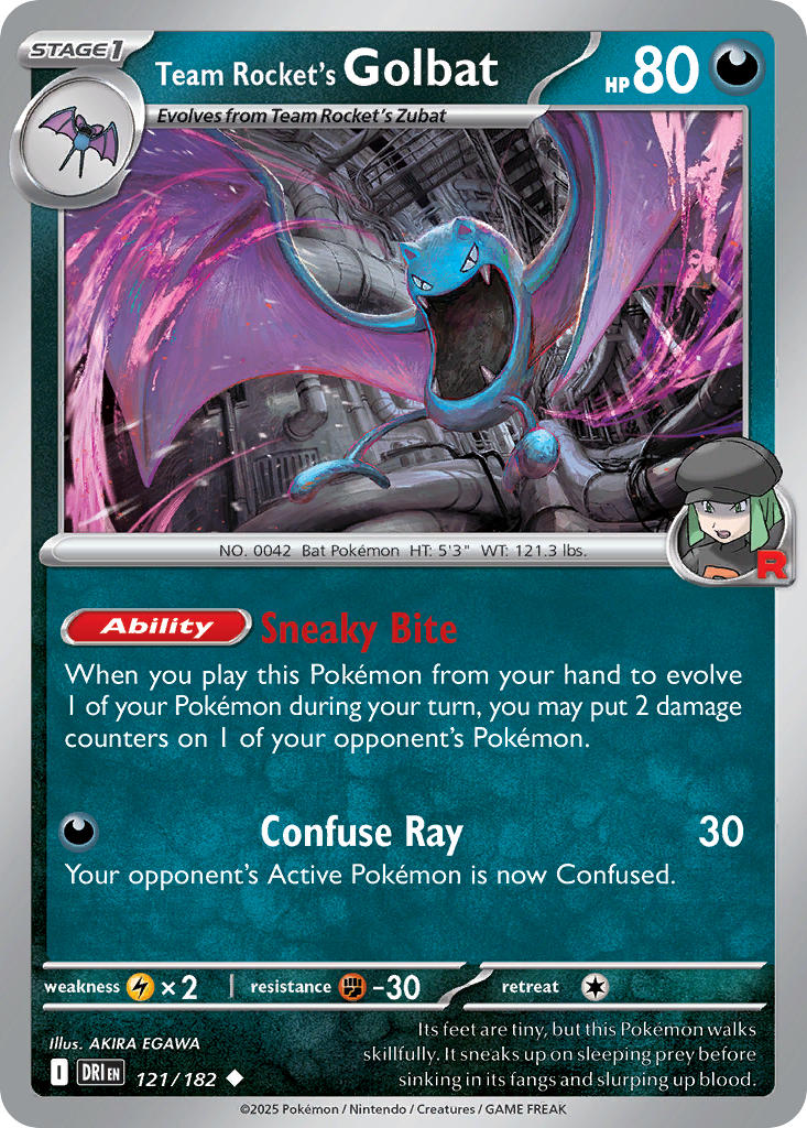 Team Rocket's Golbat⁣ - Destined Rivals⁣ (Uncommon)⁣ [121] English / Near Mint / Normal