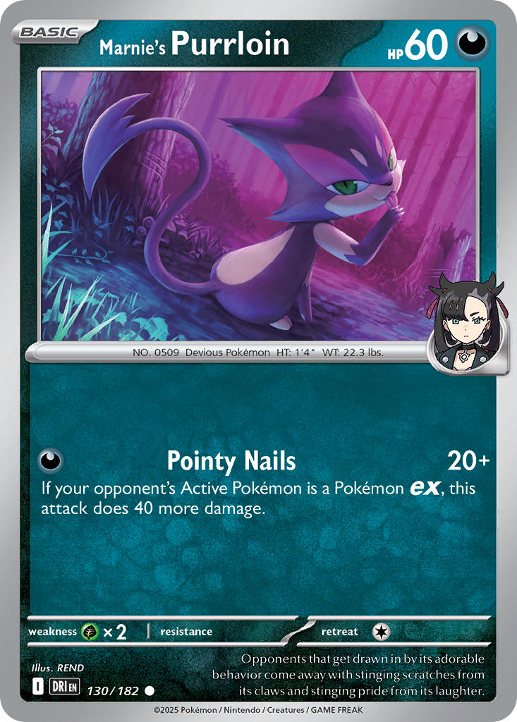 Marnie's Purrloin⁣ - Destined Rivals⁣ (Common)⁣ [130] English / Near Mint / Reverse-Holo Normal