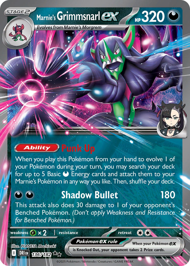 Marnie's Grimmsnarl ex⁣ - Destined Rivals⁣ (Double Rare)⁣ [136] English / Near Mint / Normal