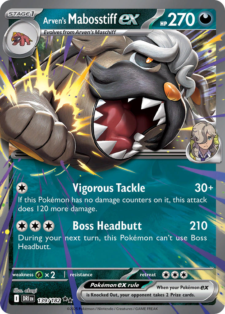 Arven's Mabosstiff ex⁣ - Destined Rivals⁣ (Double Rare)⁣ [139] English / Near Mint / Normal