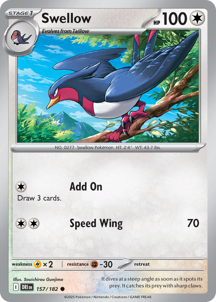 Swellow⁣ - Destined Rivals⁣ (Common)⁣ [157] English / Near Mint / Normal