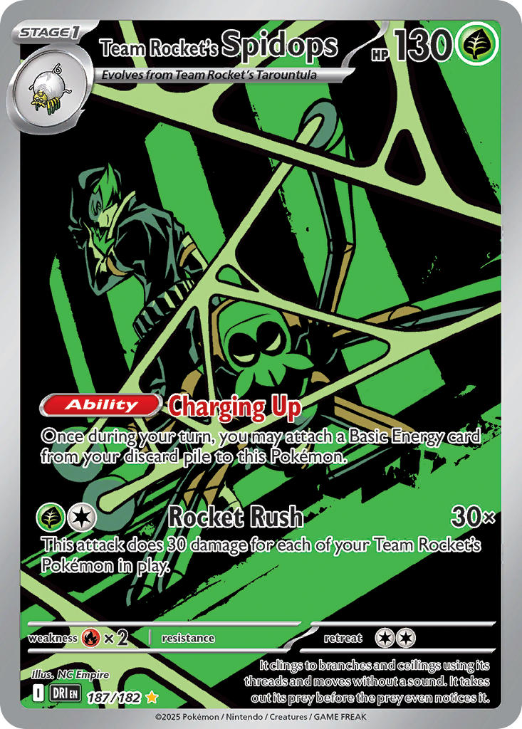 Team Rocket's Spidops⁣ - Destined Rivals⁣ (Illustration Rare)⁣ [187] English / Near Mint / Normal