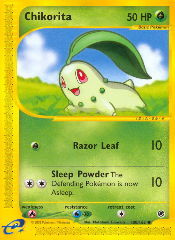 Chikorita⁣ - Expedition Base Set⁣ (Common)⁣ [100] English / Played / Reverse-Holo Normal
