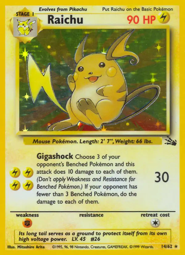 Raichu⁣ - Fossil⁣ (Holo Rare)⁣ [14] English / Played / Normal