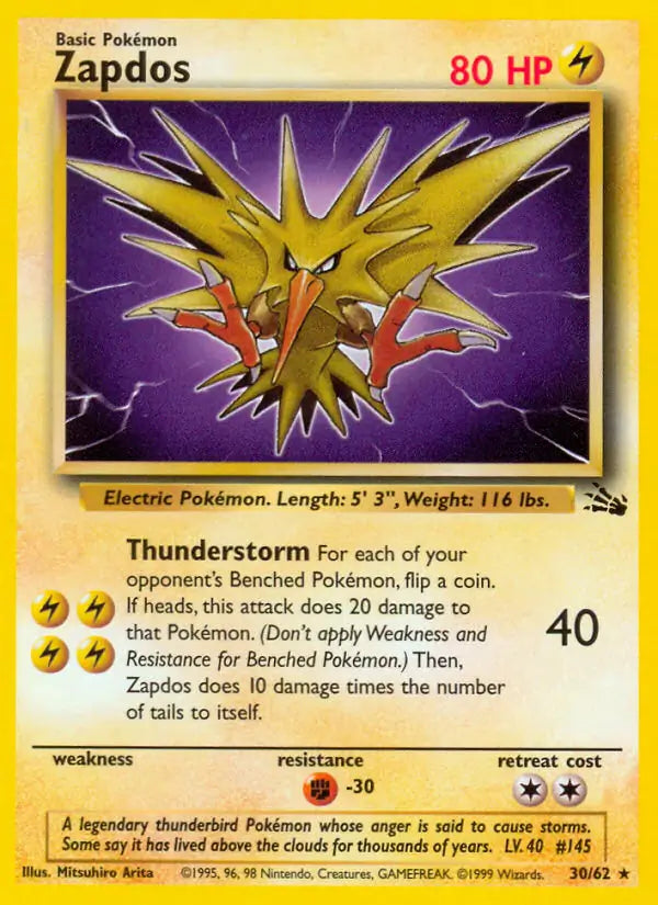 Zapdos⁣ - Fossil⁣ (Rare)⁣ [30] English / Poor / Normal