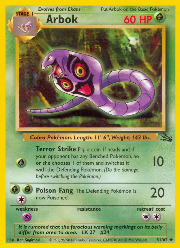 Arbok⁣ - Fossil⁣ (Uncommon)⁣ [31] English / Near Mint / Normal