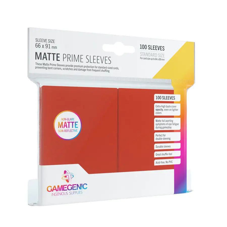 GameGenic: Matte Prime Sleeves - Rød (100 stk.) Sleeves Gamegenic 