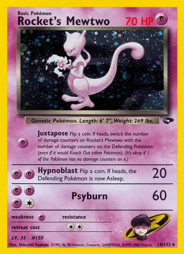 Rocket's Mewtwo⁣ - Gym Challenge⁣ (Holo Rare)⁣ [14] English / Light Played / Normal