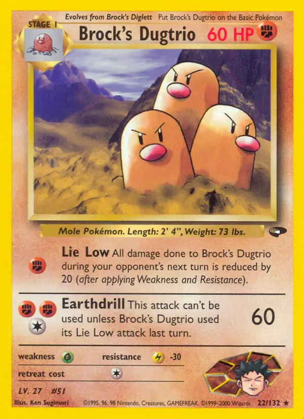 Brock's Dugtrio⁣ - Gym Challenge⁣ (Rare)⁣ [22] English / Light Played / Normal